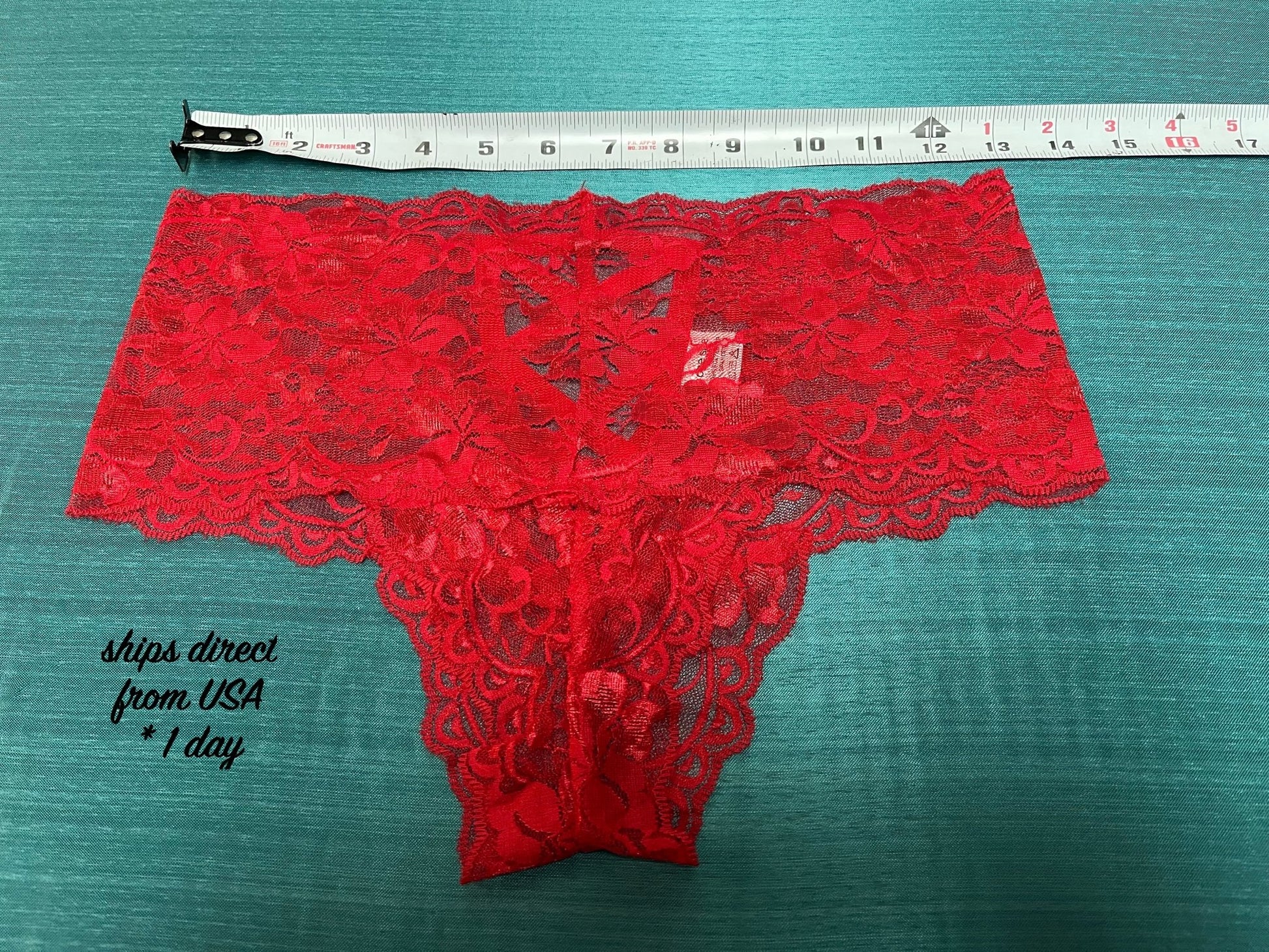 Annie - red lace lingerie booty short - Sofia's Lingerie Boutique